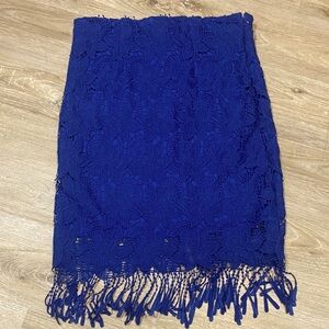 Blue Lace and fringe Skirt XL